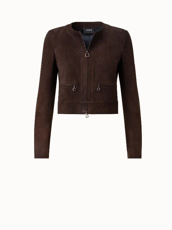 Lace-Up JacketsLambskin Suede Short Jacket