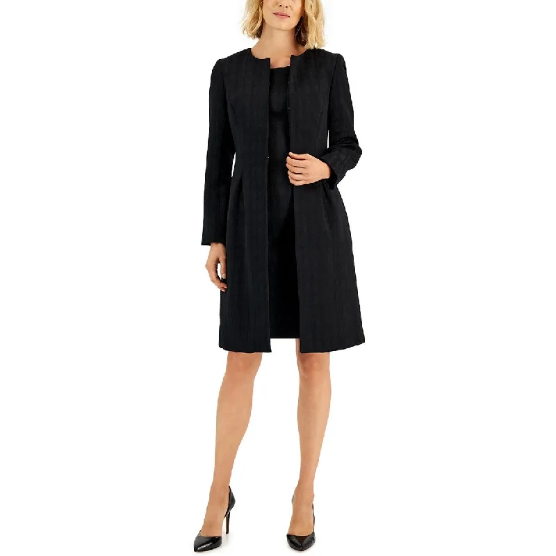 BlazerinitiativeLe Suit Womens Jacquard Long Sleeves Collarless Blazer